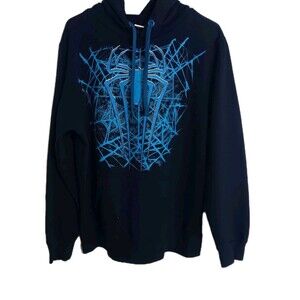 The Amazing Spiderman 2 Sz L Hoodie Marvel Comics Hooded Sweatshirt Blue